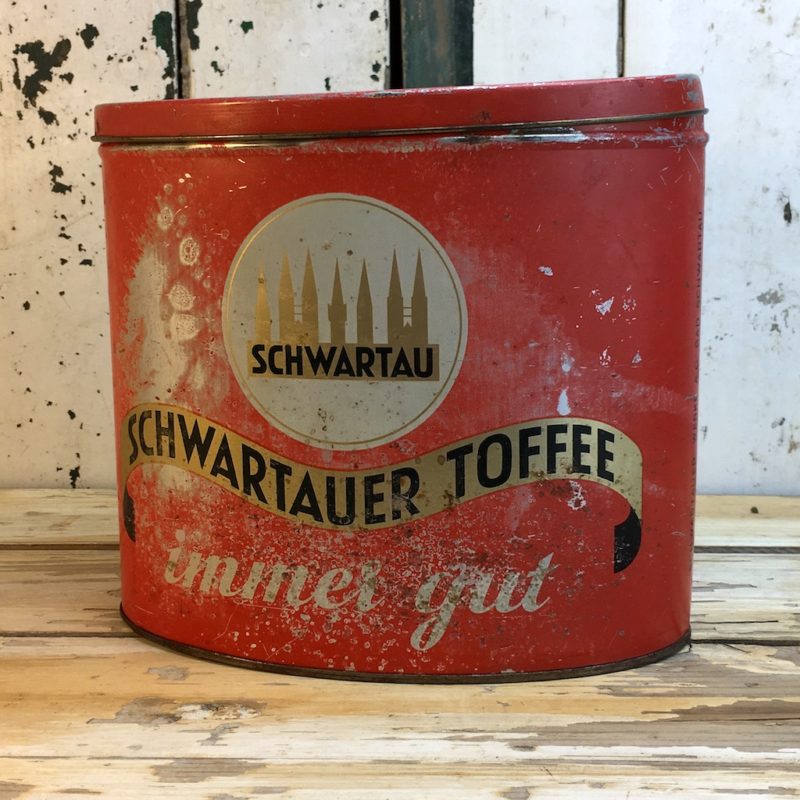 Antike Schwartau Toffee Blechdose rot 3