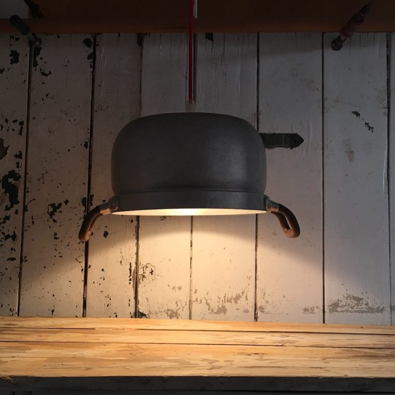 Upcycling Hängelampe Tischleuchte Alu Kochtopf Gemütlich